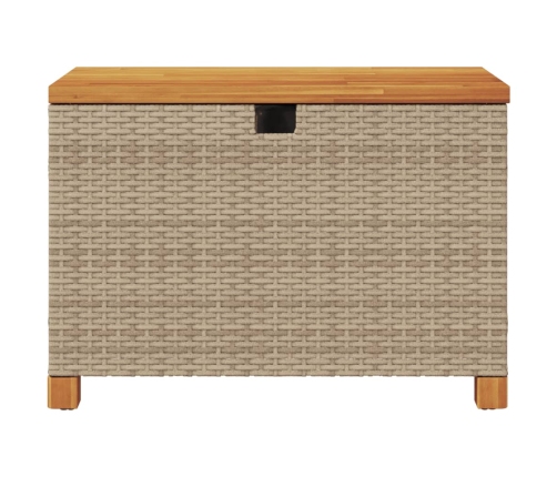 Caja de almacenaje jardín madera acacia ratán beige 80x40x48 cm