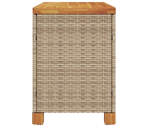 Caja de almacenaje jardín madera acacia ratán beige 80x40x48 cm