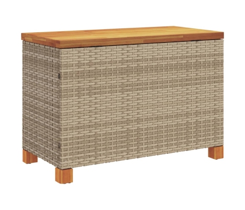 Caja de almacenaje jardín madera acacia ratán beige 80x40x48 cm