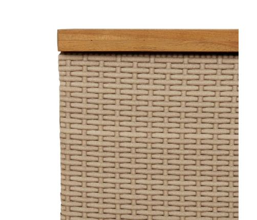 Caja de almacenaje jardín madera acacia ratán beige 80x40x48 cm