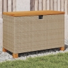 Caja de almacenaje jardín madera acacia ratán beige 80x40x48 cm