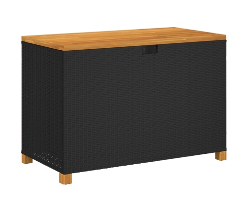 Caja de almacenaje jardín madera acacia ratán negro 110x55x63cm