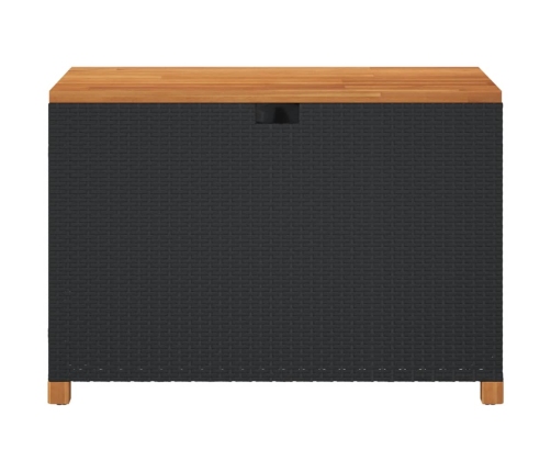 Caja de almacenaje jardín madera acacia ratán negro 110x55x63cm