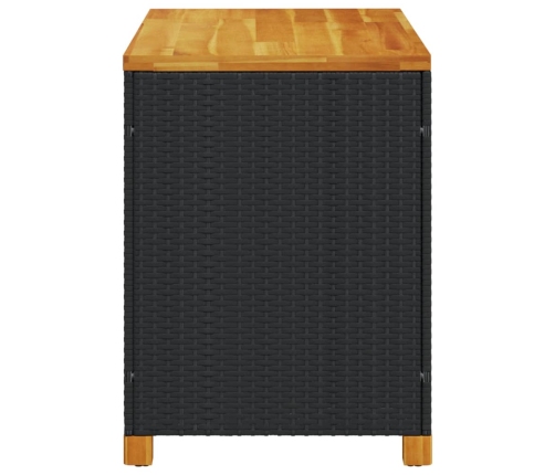 Caja de almacenaje jardín madera acacia ratán negro 110x55x63cm