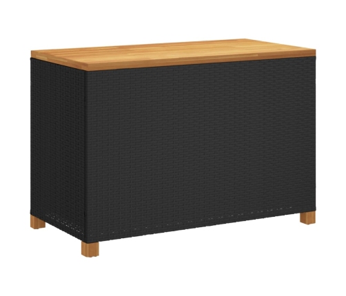 Caja de almacenaje jardín madera acacia ratán negro 110x55x63cm