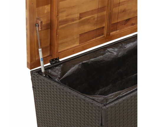 Caja de almacenaje jardín madera acacia ratán negro 110x55x63cm