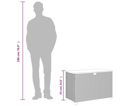 Caja de almacenaje jardín madera acacia ratán negro 110x55x63cm