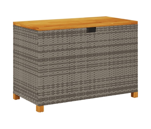 Caja de almacenaje jardín madera acacia ratán gris 110x55x63 cm