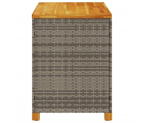 Caja de almacenaje jardín madera acacia ratán gris 110x55x63 cm