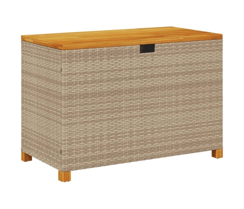 Caja de almacenaje jardín madera acacia ratán beige 110x55x63cm