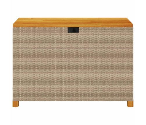 Caja de almacenaje jardín madera acacia ratán beige 110x55x63cm