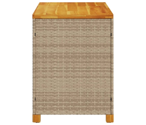 Caja de almacenaje jardín madera acacia ratán beige 110x55x63cm