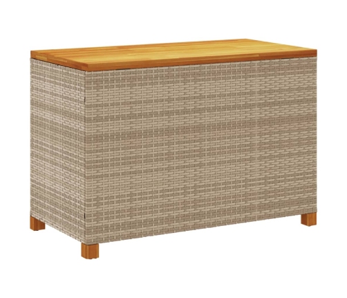 Caja de almacenaje jardín madera acacia ratán beige 110x55x63cm