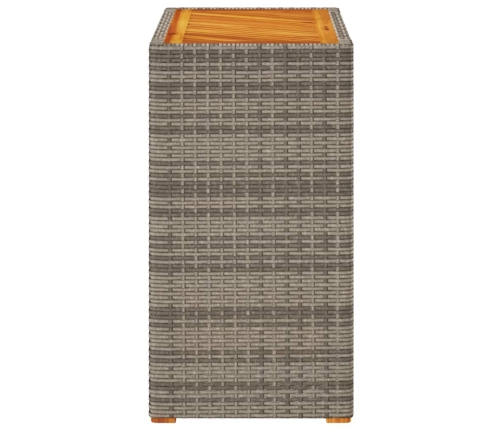 Mesa auxiliar jardín tapa madera ratán PE gris 60x40x75 cm