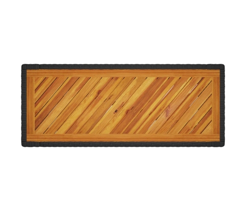 Mesa auxiliar jardín tapa madera ratán PE negro 100x40x75 cm