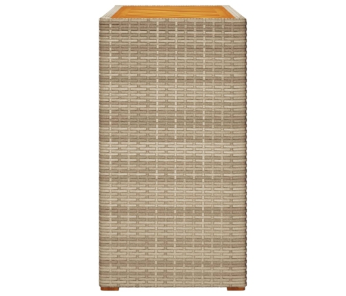 Mesa auxiliar jardín tapa madera ratán PE beige 100x40x75 cm