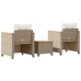 Mesita y sillas con cojines 3 pzas ratán PE madera acacia beige