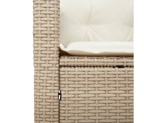 Mesita y sillas con cojines 3 pzas ratán PE madera acacia beige