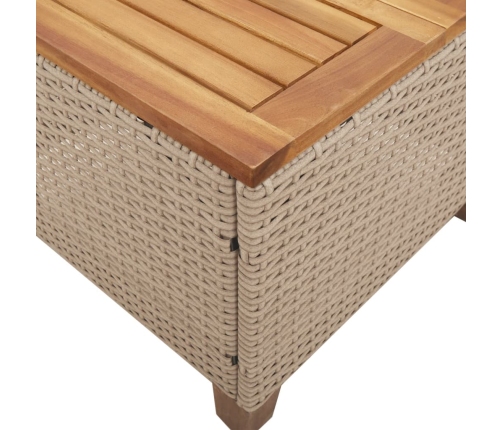 Mesita y sillas con cojines 3 pzas ratán PE madera acacia beige
