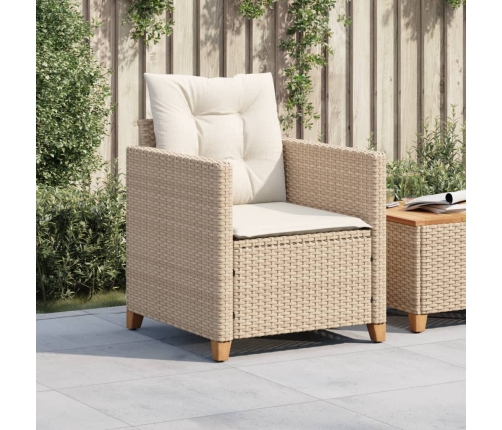 Sillón de jardín con cojines ratán sintético beige