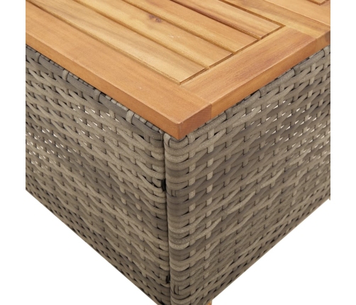 vidaXL Mesa de jardín ratán sintético madera acacia gris 45x45x37 cm