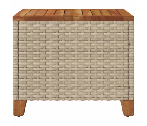 Mesa de jardín ratán sintético madera acacia beige 45x45x37 cm