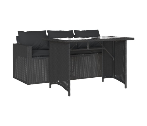 Set comedor de jardín 2 pzas con cojines ratán sintético negro