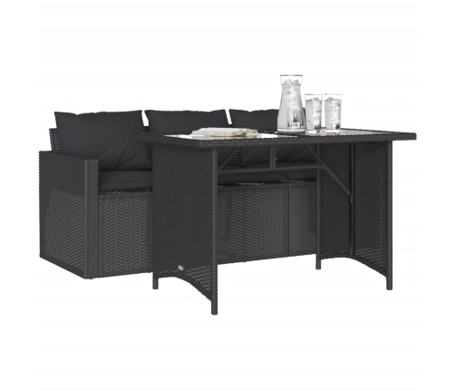 Set comedor de jardín 2 pzas con cojines ratán sintético negro
