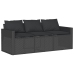 Set comedor de jardín 2 pzas con cojines ratán sintético negro