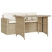 Set comedor de jardín 2 pzas con cojines ratán sintético beige