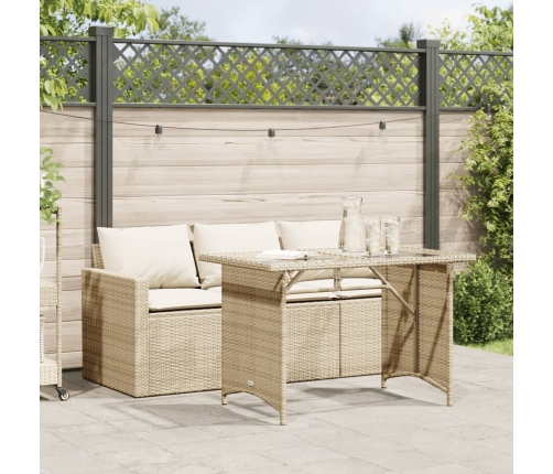 Set comedor de jardín 2 pzas con cojines ratán sintético beige