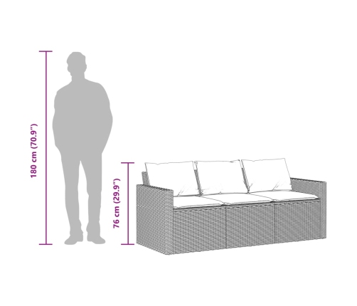 Set comedor de jardín 2 pzas con cojines ratán sintético negro