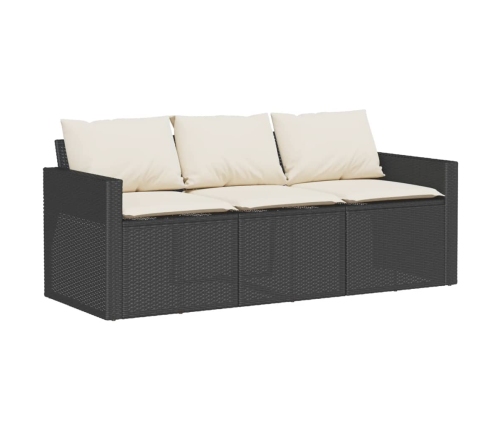 Set comedor de jardín 2 pzas con cojines ratán sintético negro