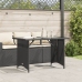 Mesa de jardín superficie de vidrio ratán PE negro 110x68x70 cm