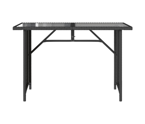 Mesa de jardín superficie de vidrio ratán PE negro 110x68x70 cm