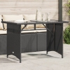 Mesa de jardín superficie de vidrio ratán PE negro 110x68x70 cm