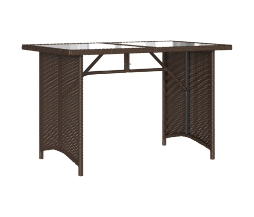 Mesa de jardín superficie vidrio ratán PE marrón 110x68x70 cm