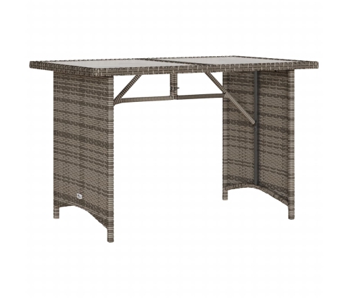 Mesa de jardín superficie de vidrio ratán PE gris 110x68x70 cm