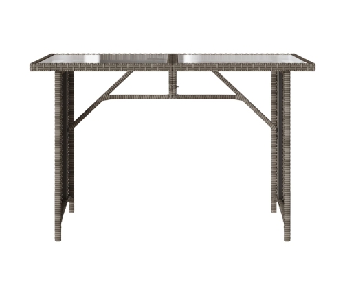 Mesa de jardín superficie de vidrio ratán PE gris 110x68x70 cm