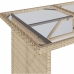 vidaXL Mesa de jardín superficie de vidrio ratán PE beige 110x68x70 cm