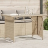 vidaXL Mesa de jardín superficie de vidrio ratán PE beige 110x68x70 cm