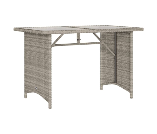 Mesa jardín superficie vidrio ratán PE gris claro 110x68x70 cm