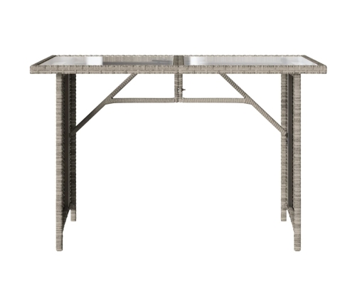 Mesa jardín superficie vidrio ratán PE gris claro 110x68x70 cm