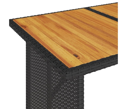 Mesa de jardín superficie de madera ratán PE negro 110x68x70 cm