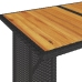 Mesa de jardín superficie de madera ratán PE negro 110x68x70 cm