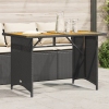 Mesa de jardín superficie de madera ratán PE negro 110x68x70 cm