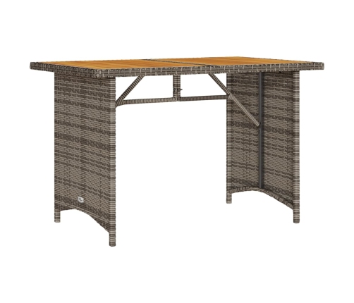 Mesa de jardín superficie de madera ratán PE gris 110x68x70 cm