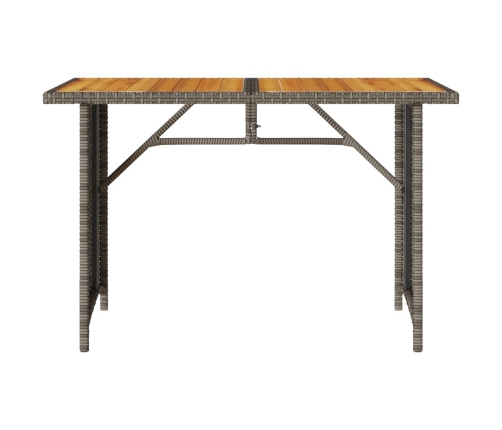 Mesa de jardín superficie de madera ratán PE gris 110x68x70 cm