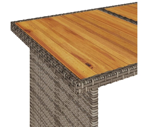 Mesa de jardín superficie de madera ratán PE gris 110x68x70 cm