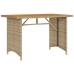 Mesa de jardín superficie de madera ratán PE beige 110x68x70 cm